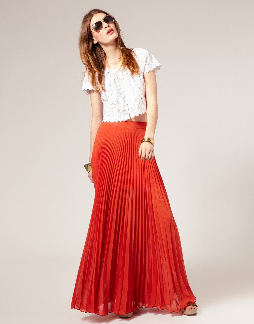 Red Pleated-Skirts