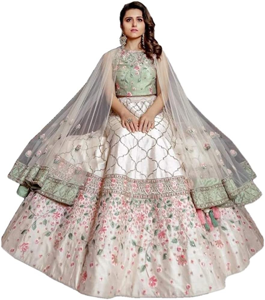 floral embroidered a-line lehenga